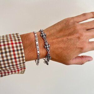 vintage y2k style silver cross stacked bracelet